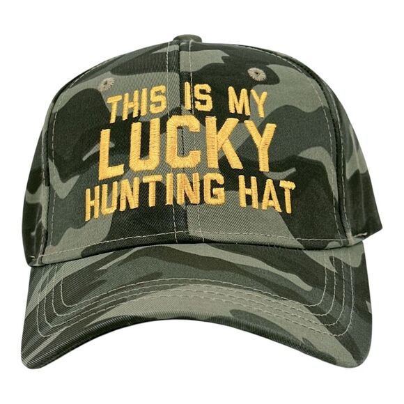 This Is My Lucky Hunting Hat Funny Sarcastic Hunter Graphic Novelty Cap - Picture 1 of 5
